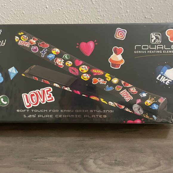 NIB Royale Limited Edition Pro Hair Straightener Styler Emoji SEALED 1.25” main image 5